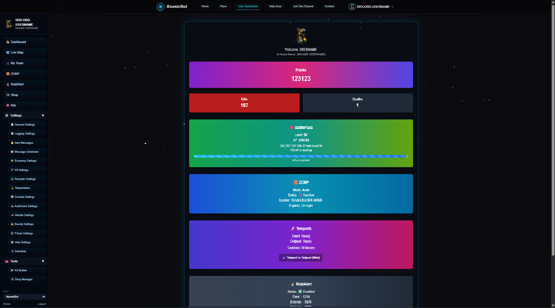Dashboard Home Screenshot